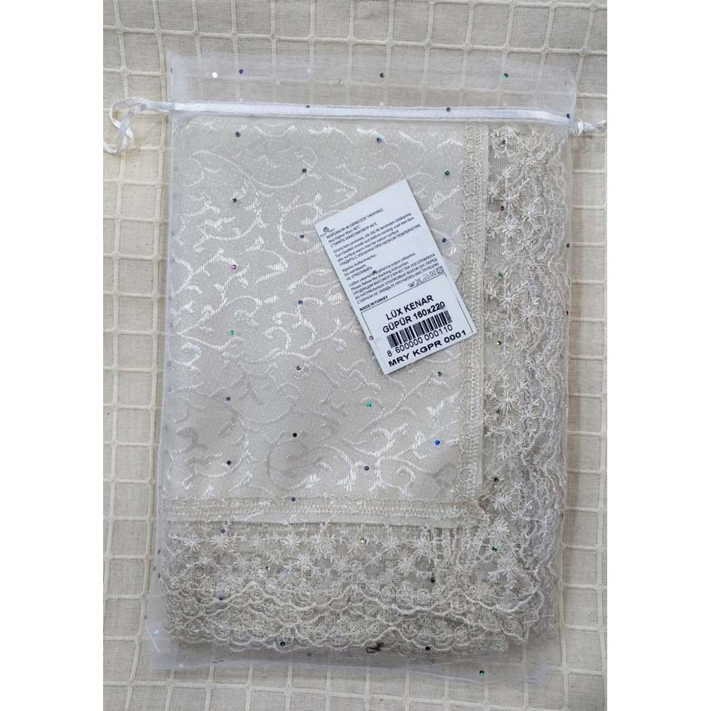 Fransız Güpürlü KDK Dertsiz Masa Örtüsü (155x215)-Kappuçino