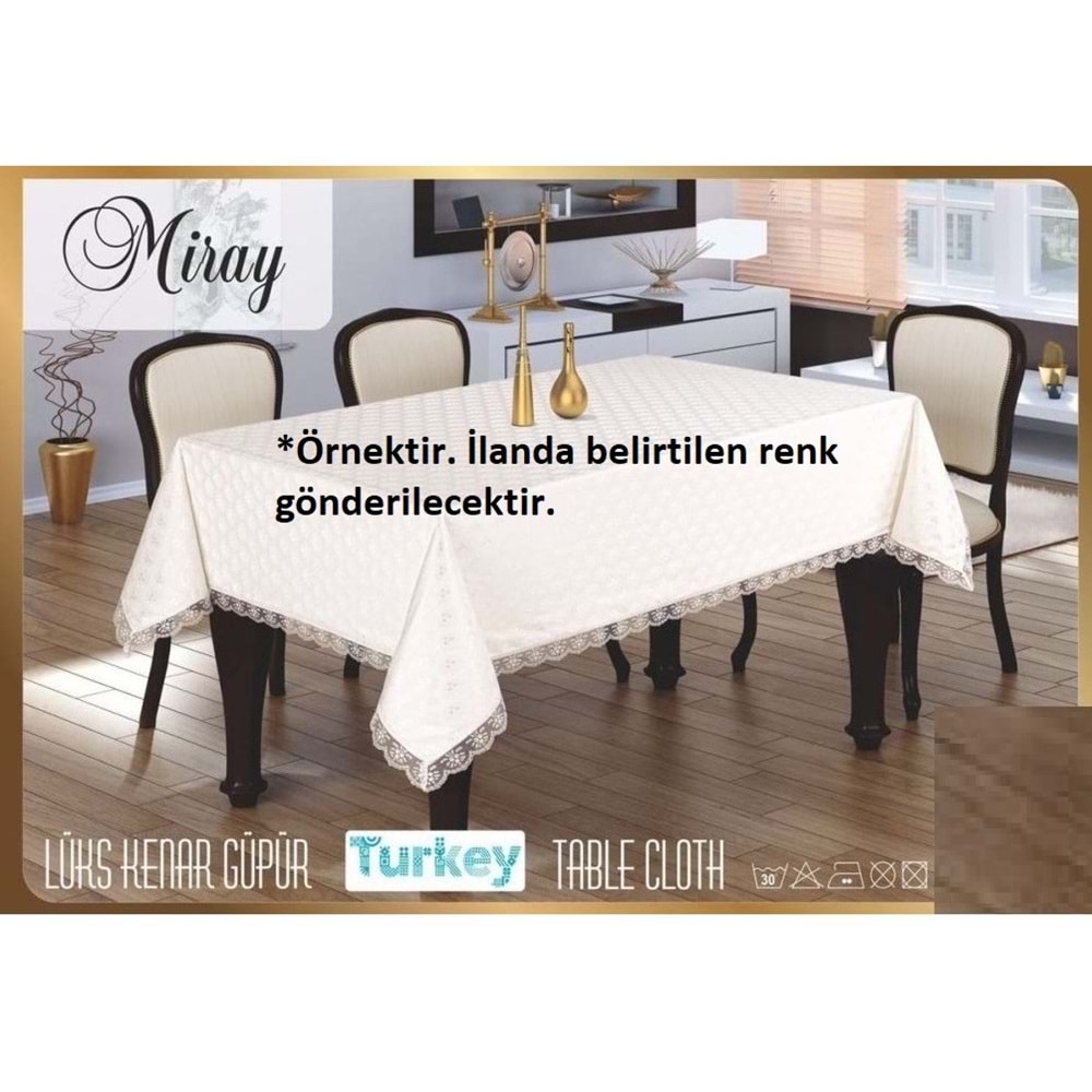 Fransız Güpürlü KDK Dertsiz Masa Örtüsü (155x215)-Turkuaz
