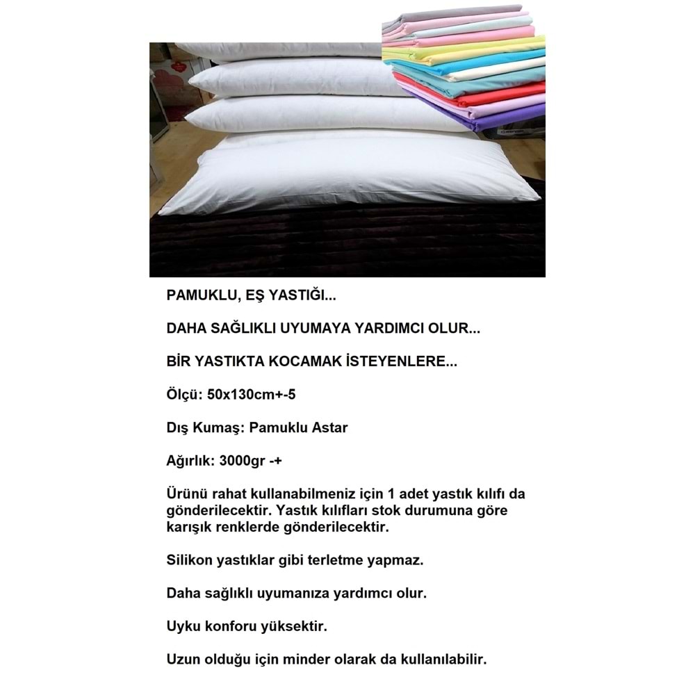 Karı Koca Yastığı 50x130+Yastık Kılıfı, Pamuklu, Uzun Yastık (50x130)