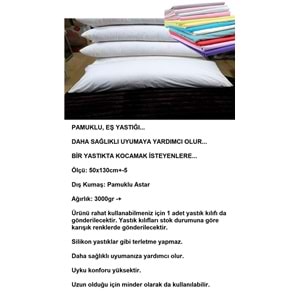 Karı Koca Yastığı 50x130+Yastık Kılıfı, Pamuklu, Uzun Yastık (50x130)