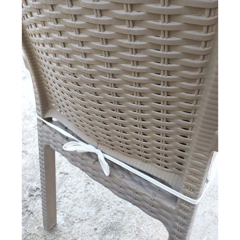1 Adet Komutan Arkalıklı Sandalye Minderi, Extra Kalın (Kalınlık 5cm)-Bej
