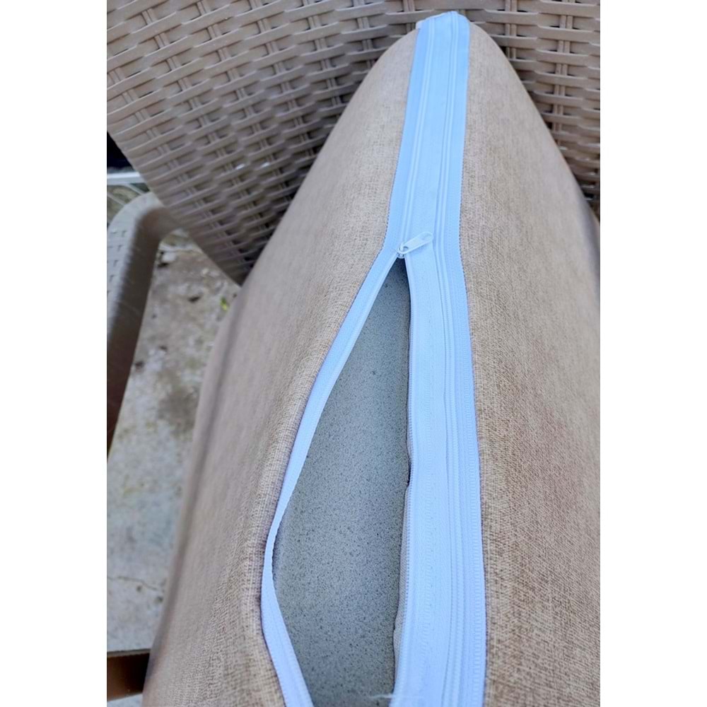 1 Adet Komutan Arkalıklı Sandalye Minderi, Extra Kalın (Kalınlık 5cm)-Bej
