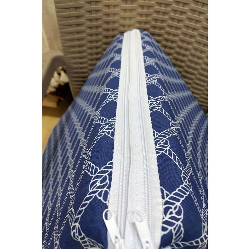 4 Adet Komutan Arkalıklı Sandalye Minderi, Extra Kalın (Kalınlık 5cm)-Denizci Lacivert