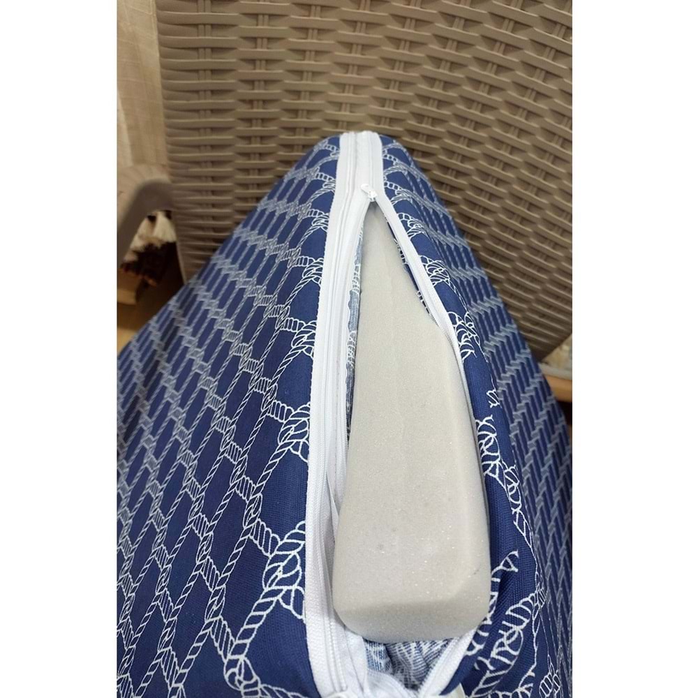 4 Adet Komutan Arkalıklı Sandalye Minderi, Extra Kalın (Kalınlık 5cm)-Denizci Lacivert