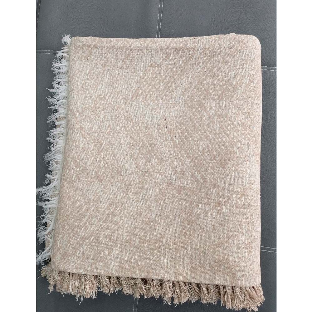 Pamuklu Kaymaz Alaca Maxi Boy Kolları Kapatan Koltuk Örtüsü (170x320)-Bej