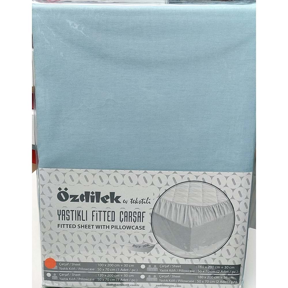 Özdilek Colourist Fitted Lastikli Çift Kişilik Çarşaf Seti (160x200)-Aqua