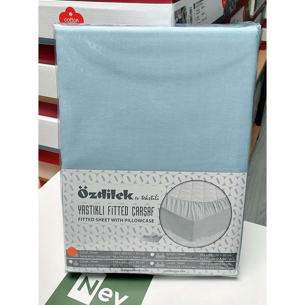 Özdilek Colourist Fitted Lastikli Çift Kişilik Çarşaf Seti (160x200)-Aqua