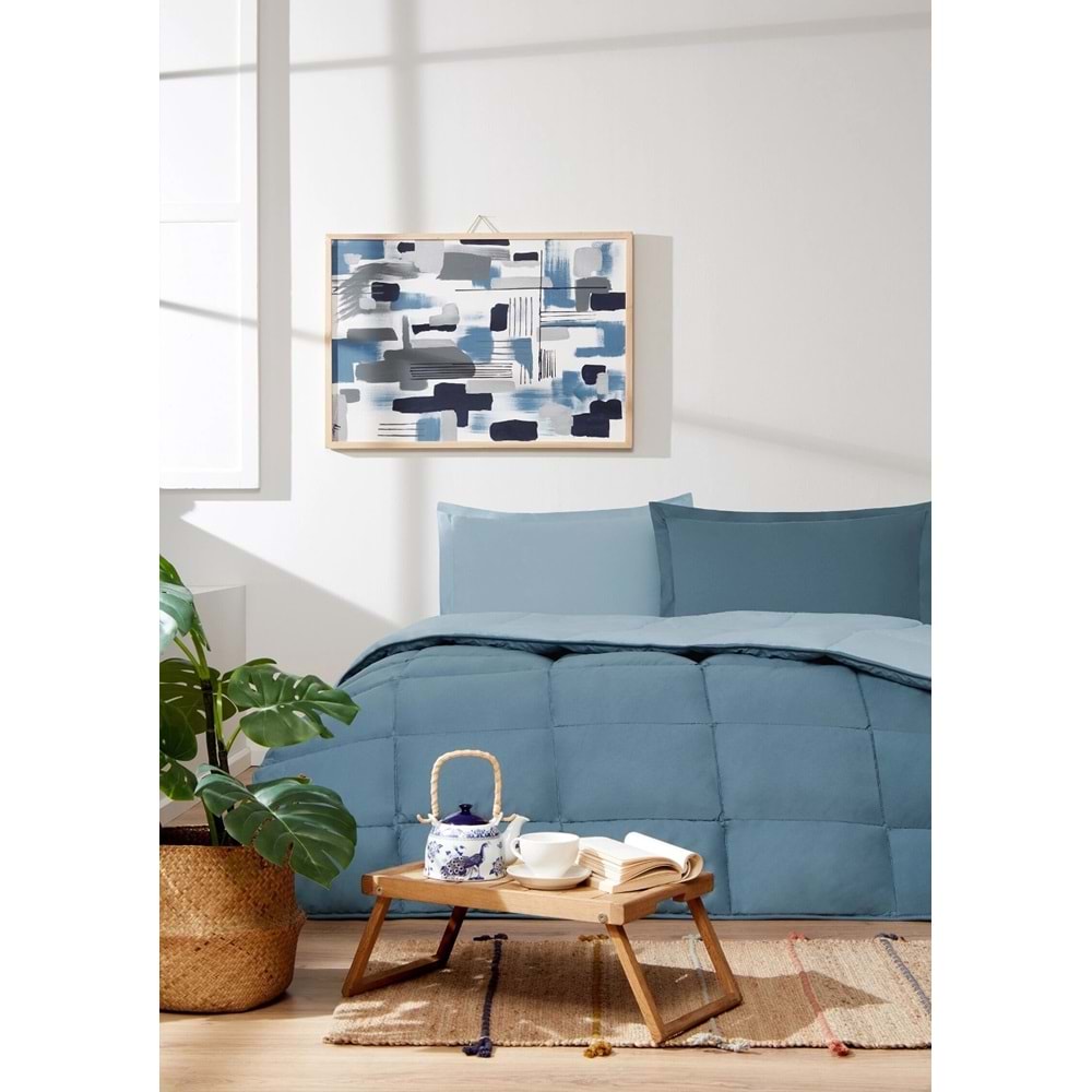Özdilek %100 Pamuk (Çarşafı Lastikli) Çift Kişilik Yatak Seti-Colourist Maldiv Aqua