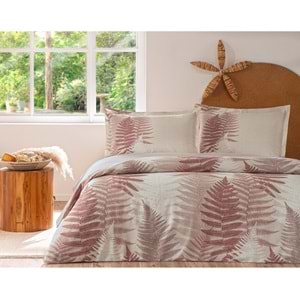 Özdilek Ranforce -Love Ladder Kahve- Lastikli Çarşaflı Çift Kişilik Nevresim Takımı