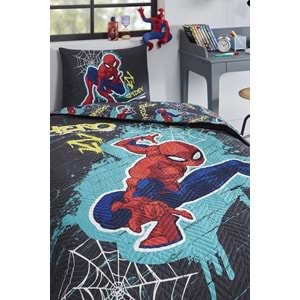 Özdilek Lisanslı Kapitoneli Tek Kişilik Dört Mevsim Nevresim Takımı Complete Set-Spiderman Street Gri