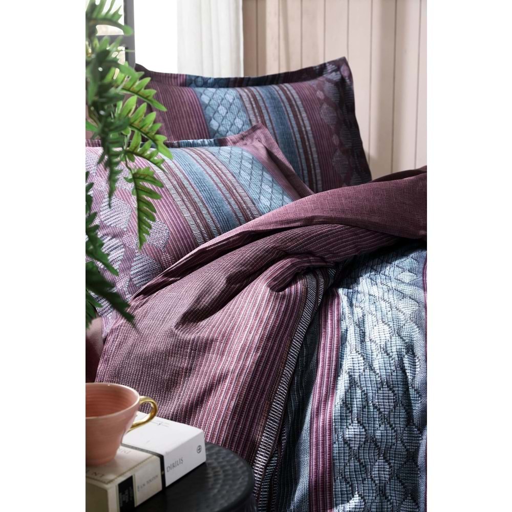 Özdilek Ranforce Tek Kişilik Nevresim Takımı-Mimbre Bordo