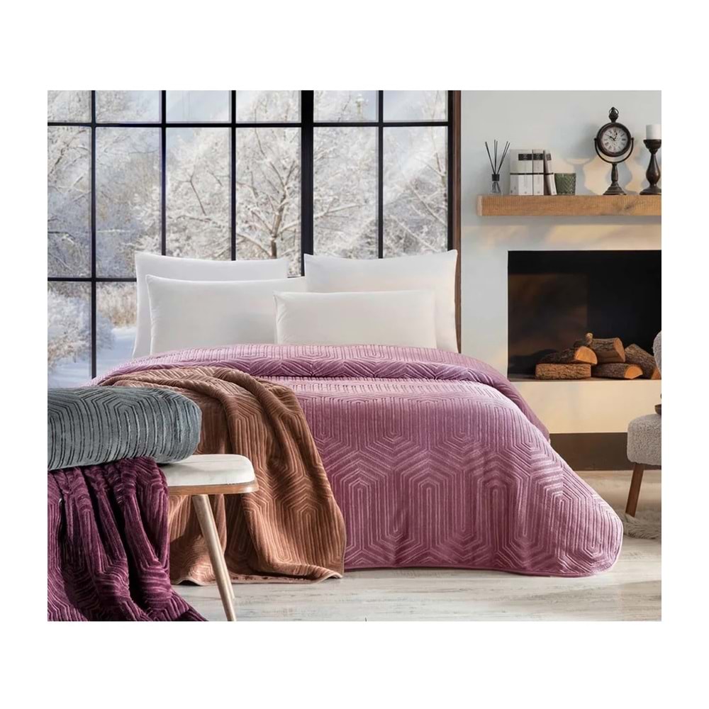 Özdilek Prestige Kalın Embos Çift Kişilik Battaniye (220x240)-Lila