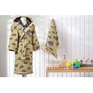 Özdilek Lisanslı Çocuk Havlu Bornoz Seti 5/6 Yaş-Starwars Mandalorian Sarı