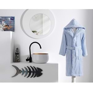 Özdilek Ashley Kapüşonlu Bambu Çocuk Bornozu 3/4 Yaş-Mavi