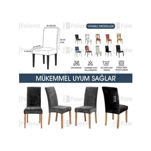 MANDAŞ 6LI SET Jakarlı Lastikli Eteksiz Sandalye Kılıfı-Ağaç Kabuğu Desen Pudra