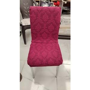 MANDAŞ 6LI SET Jakarlı Lastikli Eteksiz Sandalye Kılıfı-Şal Desen Mürdüm