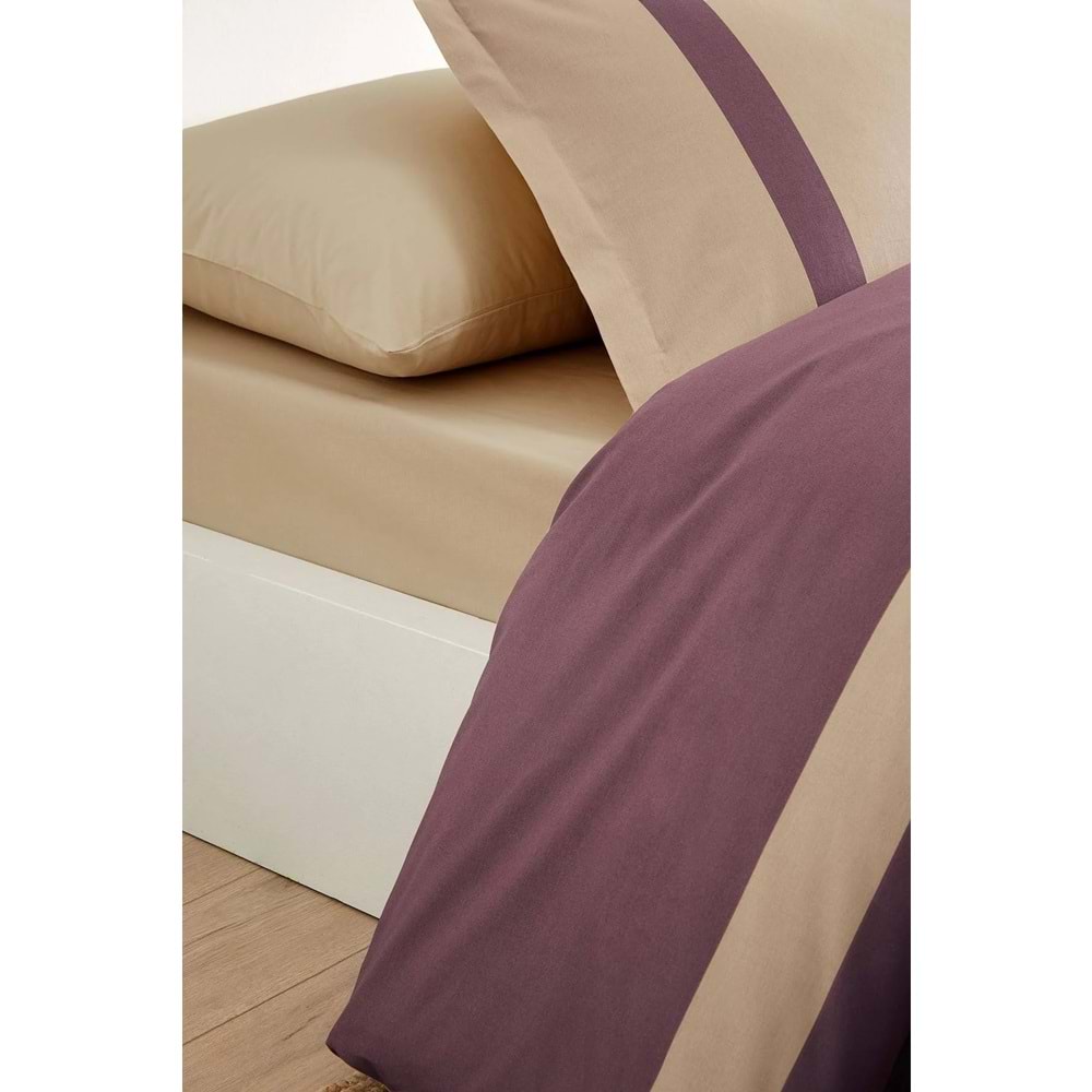 Özdilek çift Kişilik Ranforce Nevresim Takımı Stripe Colour mürdüm
