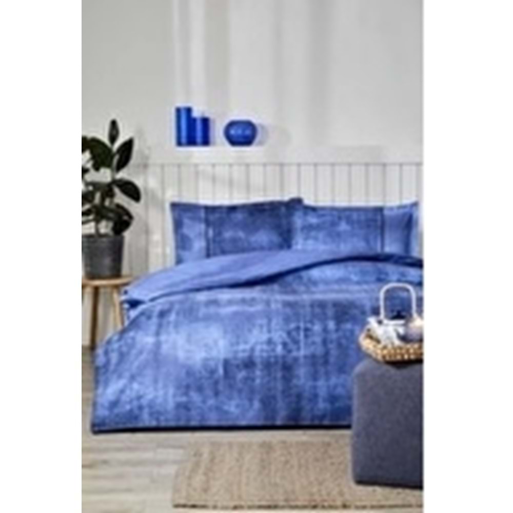 Özdilek Ranforce Lastikli Çarşaflı Çift Kişilik Nevresim Takımı Horizon Mavi