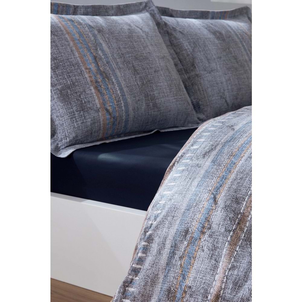 Özdilek Ranforce -Colorado Mavi- Lastikli Çarşaflı Tek Kişilik Nevresim Takımı