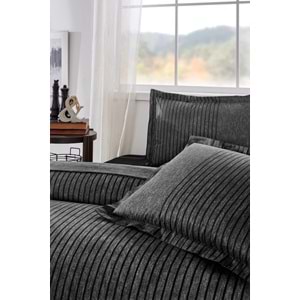 Özdilek Ranforce Lastikli Çarşaflı Tek Kişilik Nevresim Takımı-Noir Antrasit