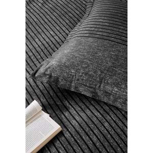 Özdilek Ranforce Lastikli Çarşaflı Tek Kişilik Nevresim Takımı-Noir Antrasit