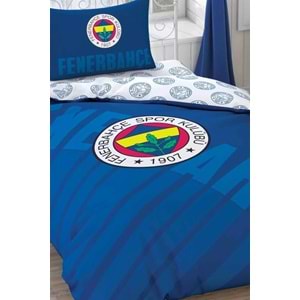 Taç Taraftar Lisanslı Ranforce Çarşafı Lastikli Tek Kişilik Nevresim Takımı-Fenerbahçe Lacivert Logo