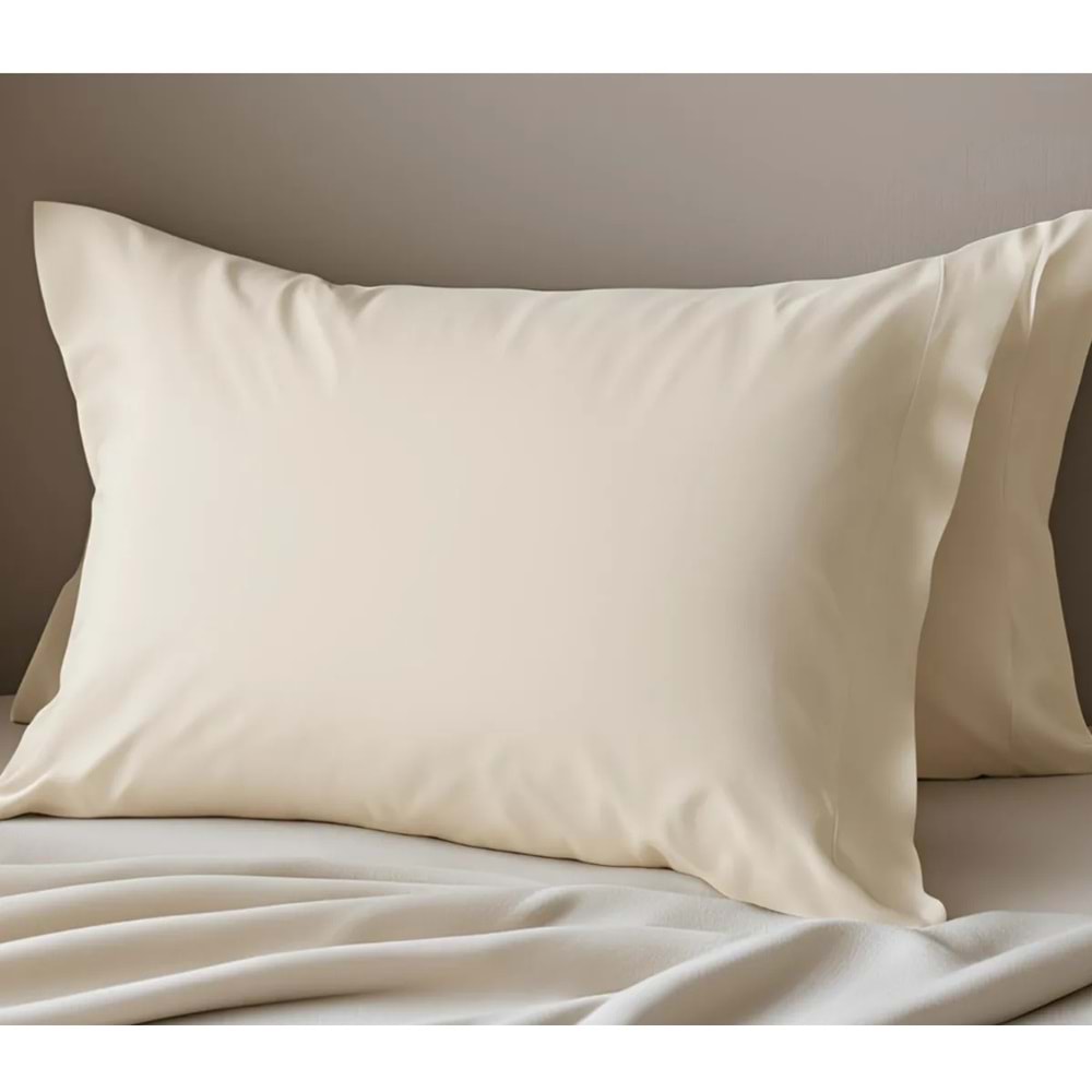 MANDAŞ Pamuklu Yastık Kılıfı Kapaklı 2 Adet 50x70 Ekru