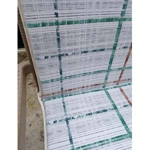 6 Adet Komutan Arkalıklı Sandalye Minderi, Extra Kalın (Kalınlık 5cm)-Ekose Yeşil
