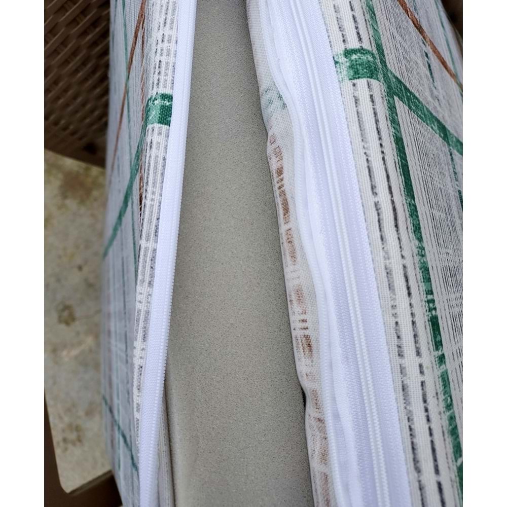 6 Adet Komutan Arkalıklı Sandalye Minderi, Extra Kalın (Kalınlık 5cm)-Ekose Yeşil