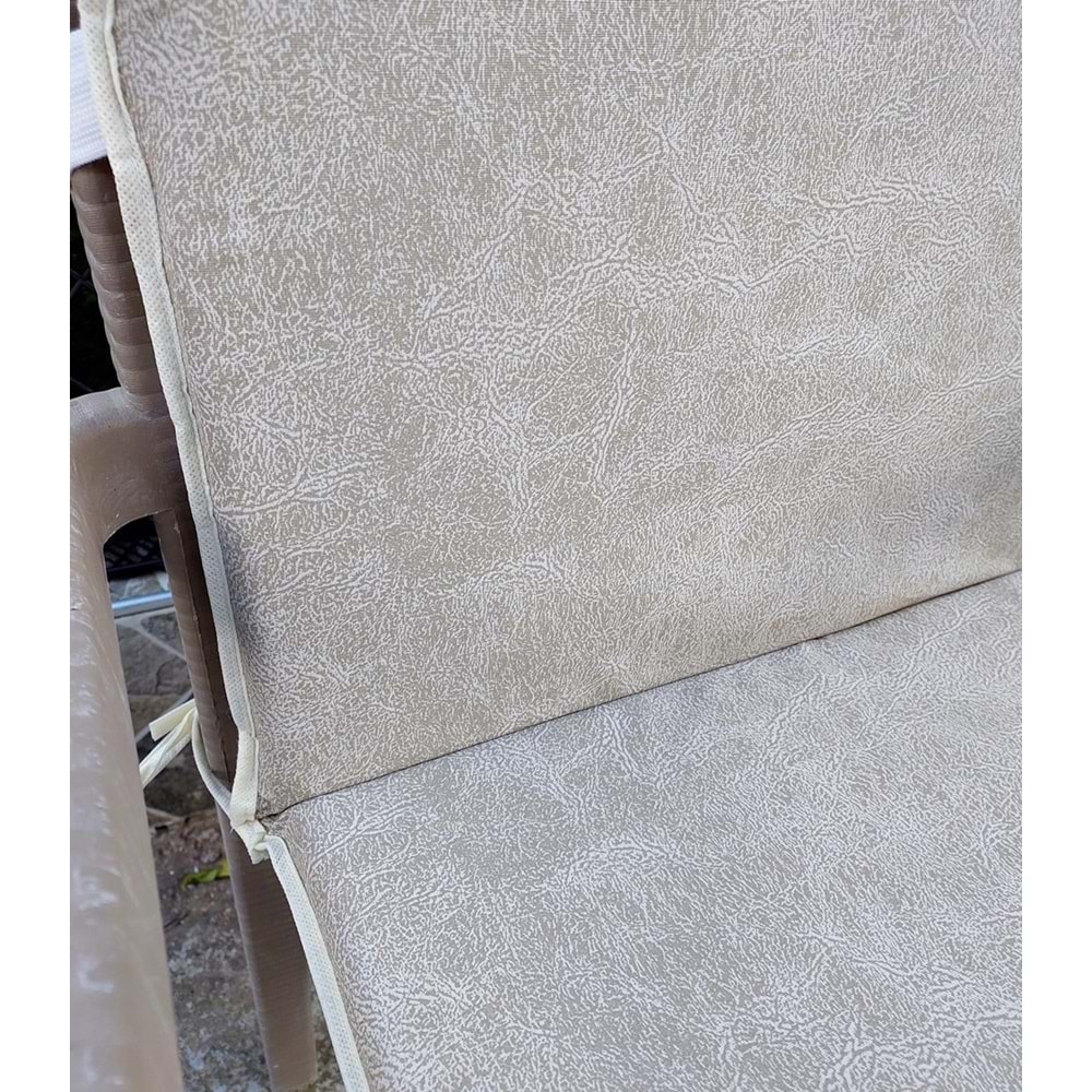 2 Adet Rattan Arkalıklı Sandalye Minderi (Kalınlık 4cm)-Primer Bej
