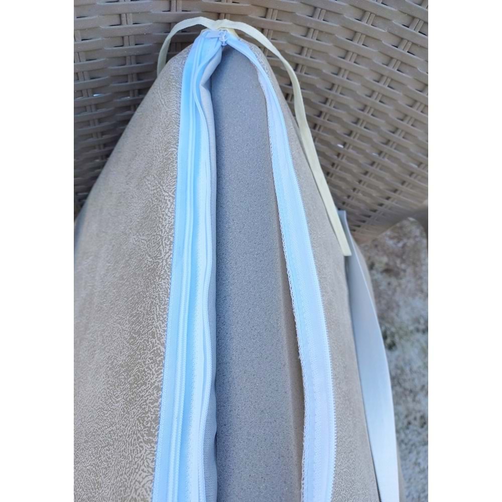 6 Adet Rattan Arkalıklı Sandalye Minderi (Kalınlık 4cm)-Primer Bej