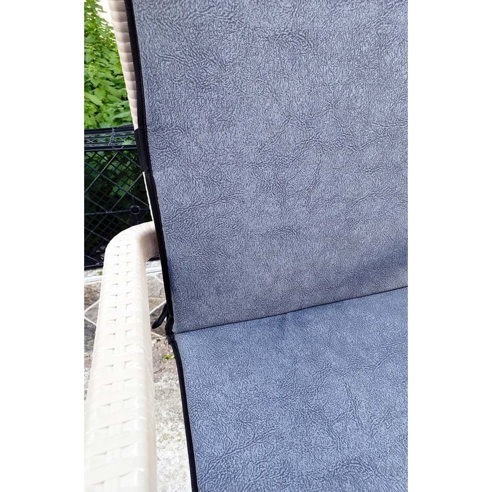 6 Adet Rattan Arkalıklı Sandalye Minderi (Kalınlık 4cm)-Primer K.Gri