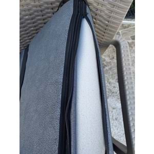 6 Adet Rattan Arkalıklı Sandalye Minderi (Kalınlık 4cm)-Primer K.Gri