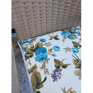 2 Adet Rattan Tek Alt Sandalye Minderi, Extra Kalın (Kalınlık 5cm)-İngiliz Gülü Mavi
