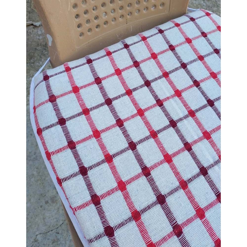 2 Adet Klasik Tek Alt Sandalye Minderi (Kalınlık 3,5cm)-Bordo Kırmızı