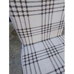 1 Adet Buldan Arkalıklı Sandalye Minderi, Midi Boy (Kalınlık 3,5cm)-Kahve Çizgili