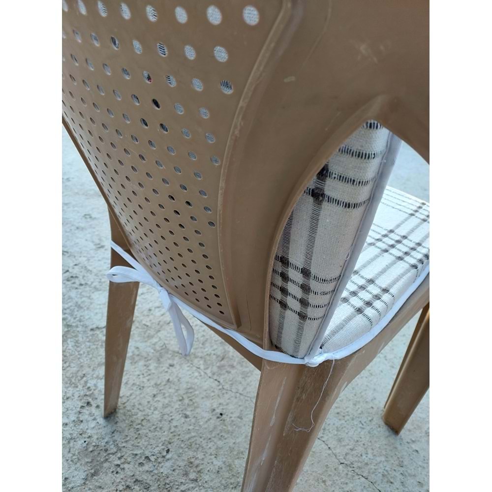 1 Adet Buldan Arkalıklı Sandalye Minderi, Midi Boy (Kalınlık 3,5cm)-Kahve Çizgili