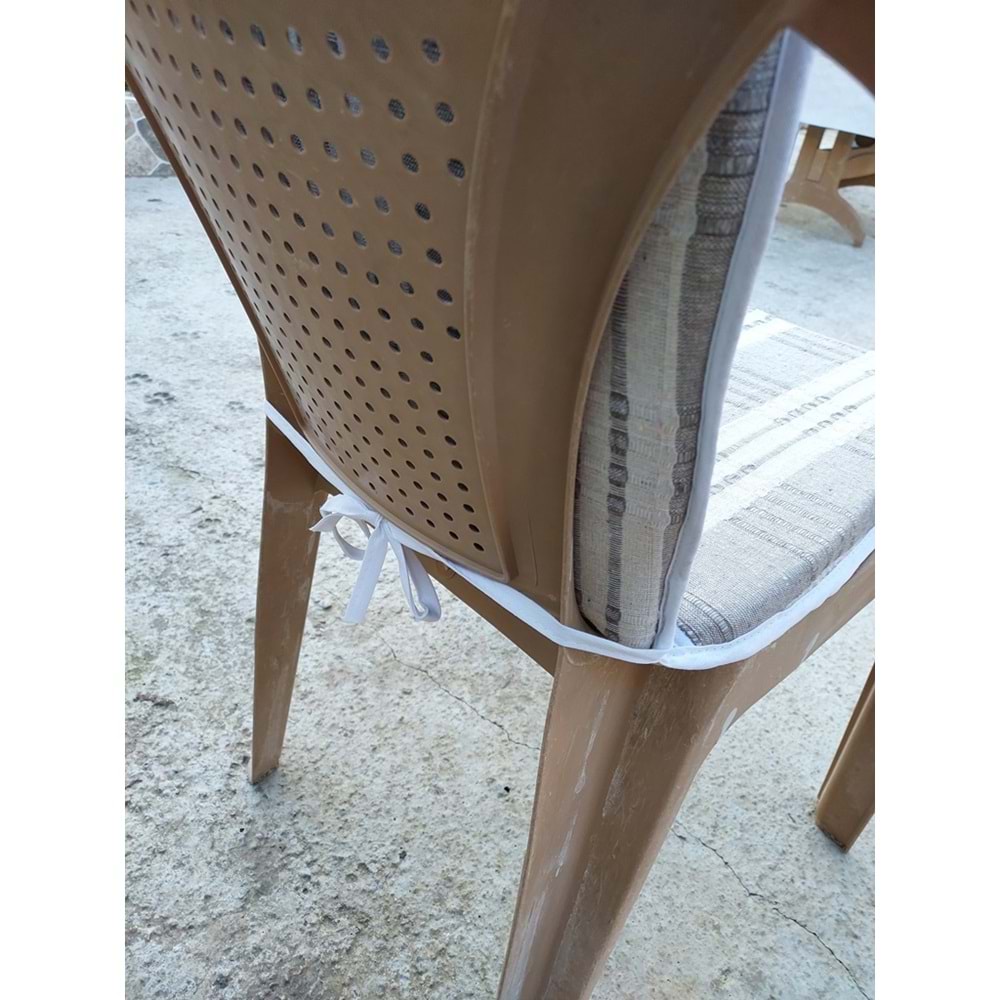 2 Adet Buldan Arkalıklı Sandalye Minderi, Midi Boy (Kalınlık 3,5cm)-Vizon