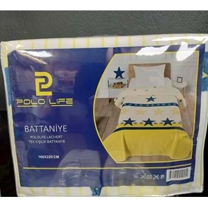 Polo Life Taraftar Yıldız Tek Kişilik Battaniye (160x220)-FB SARI LACİVERT
