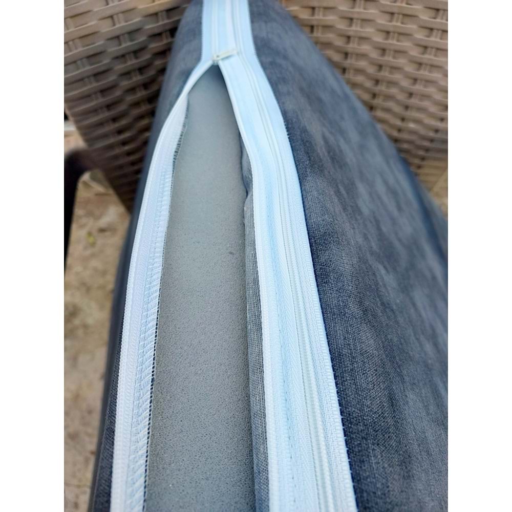2 Adet Komutan Arkalıklı Sandalye Minderi, Extra Kalın (Kalınlık 5cm)-K.Gri