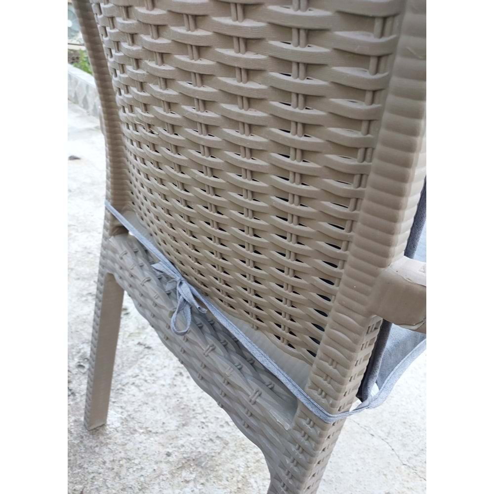 6 Adet Komutan Arkalıklı Sandalye Minderi, Extra Kalın (Kalınlık 5cm)-K.Gri