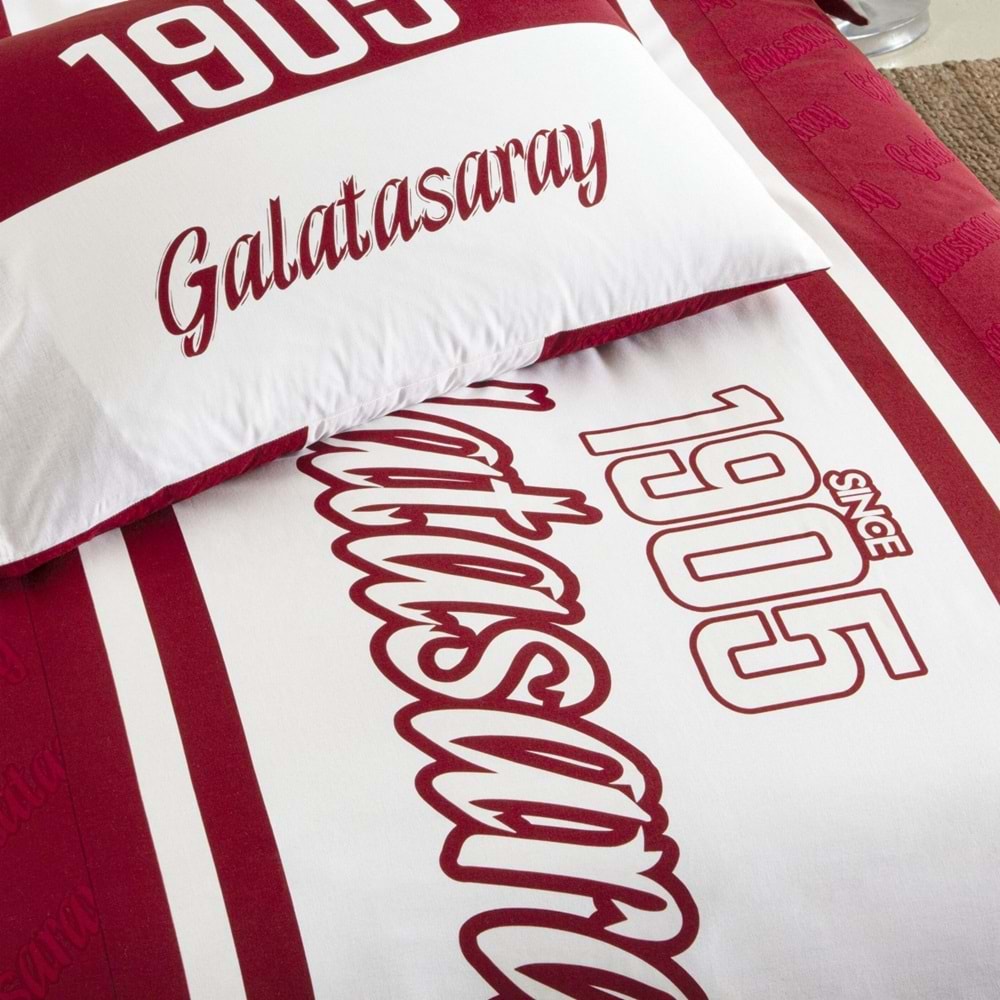Taç Taraftar Lisanslı Ranforce (Gece Işıldayan) Çarşafı Lastikli Tek Kişilik Nevresim Takımı-Galatasaray 1905 Glow