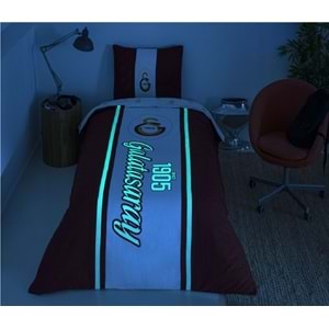Taç Taraftar Lisanslı Ranforce (Gece Işıldayan) Çarşafı Lastikli Tek Kişilik Nevresim Takımı-Galatasaray 1905 Glow
