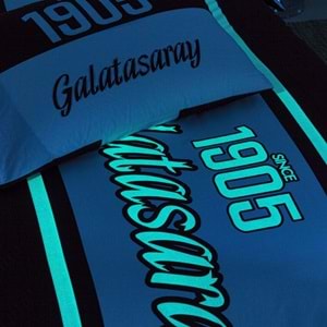 Taç Taraftar Lisanslı Ranforce (Gece Işıldayan) Çarşafı Lastikli Tek Kişilik Nevresim Takımı-Galatasaray 1905 Glow