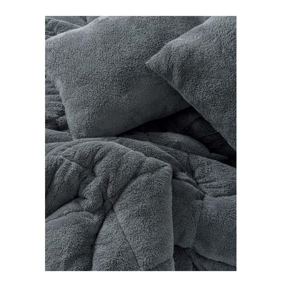 Cotton Box Çift Kişilik Peluş Yorgan Seti Gri