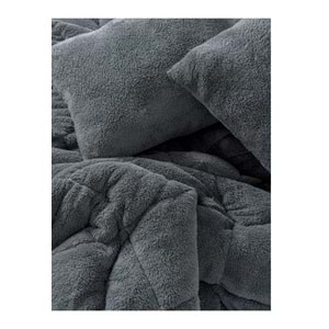 Cotton Box Çift Kişilik Peluş Yorgan Seti Gri
