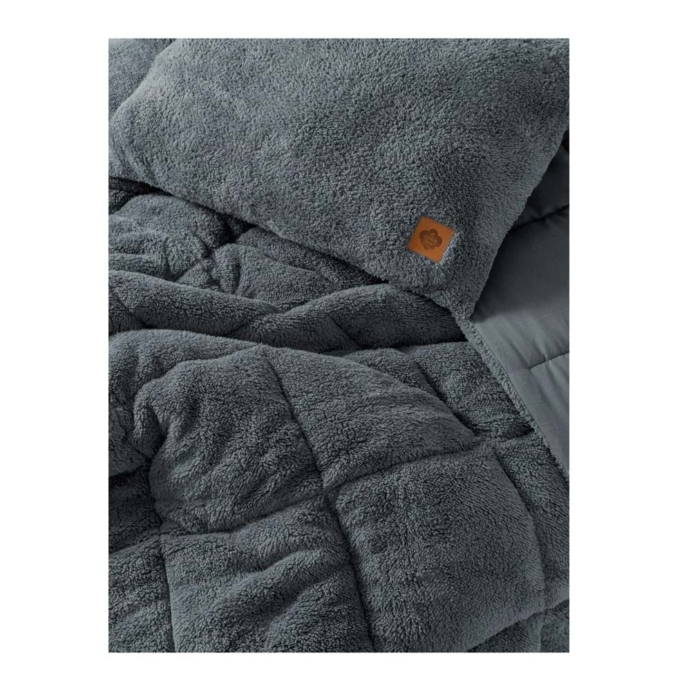 Cotton Box Çift Kişilik Peluş Yorgan Seti Gri