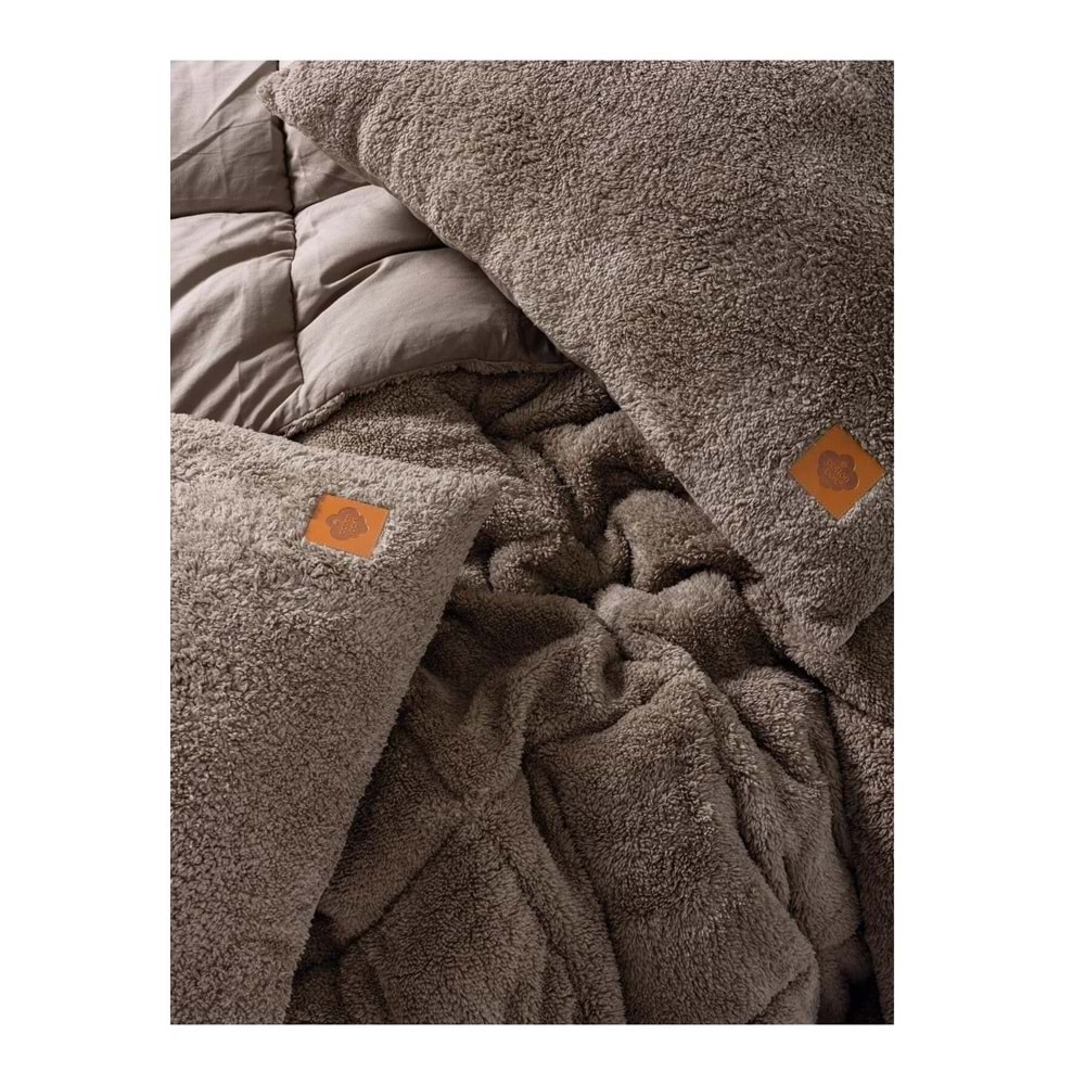 Cotton Box Tek Kişilik Peluş Yorgan Seti Bej