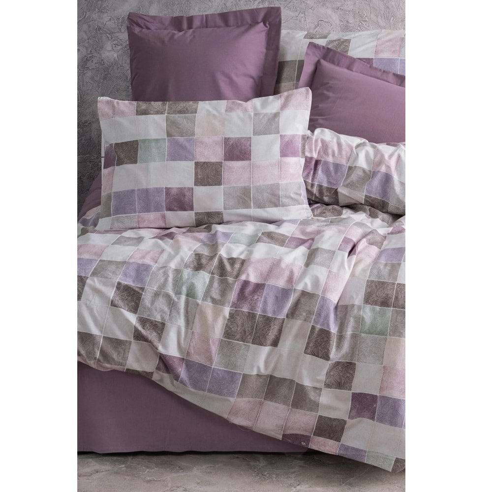 Cotton Box Rnf Minimal çift Kişilik Nevresim Takımı lastikli çarşaf Mora G kurusu