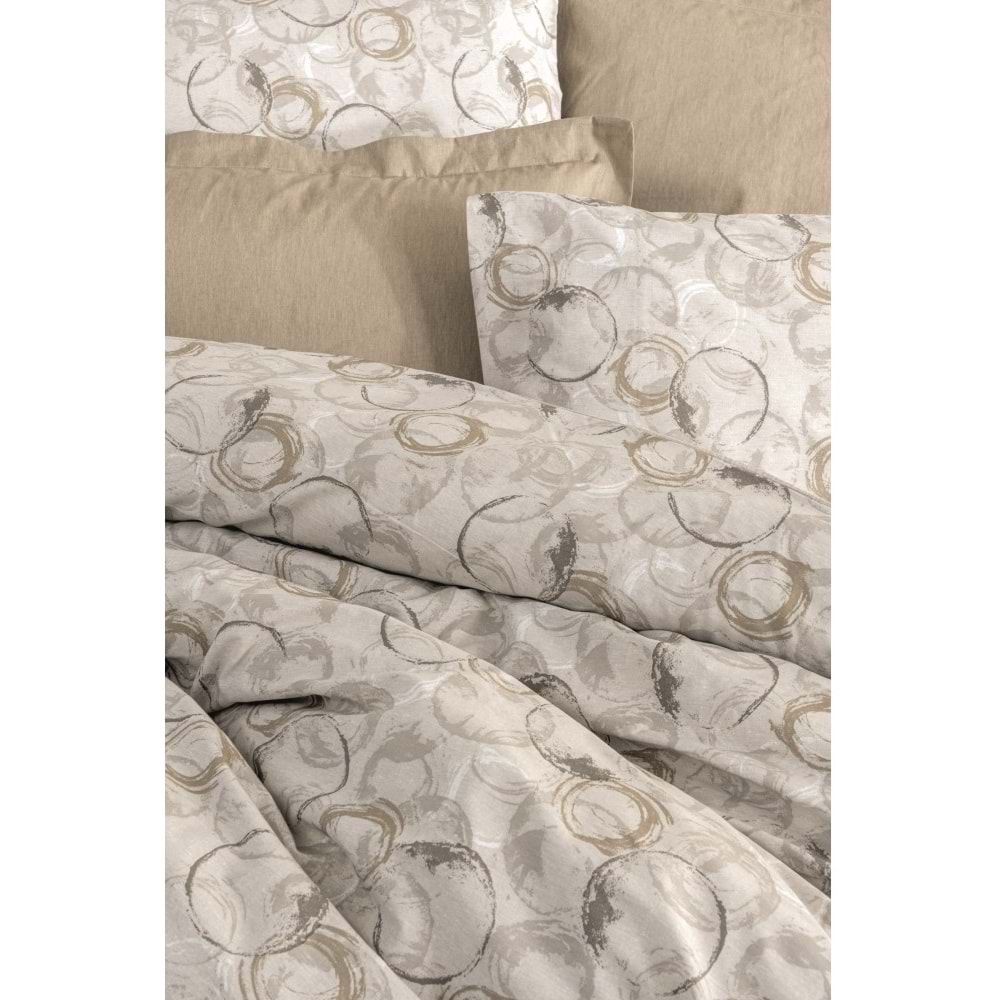 Cotton Box Rnf Minimal Çift Kişilik Nevresim Takımı lastikli çarşaf Moıl Bej